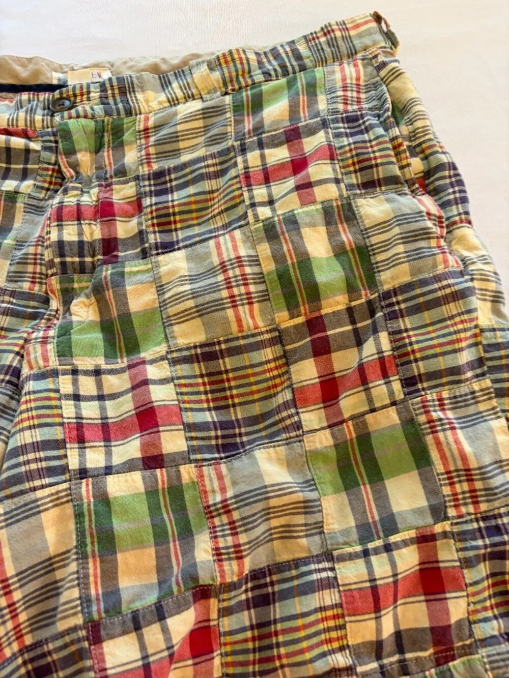Classic Vintage J Crew patchwork madras pattern Size 38